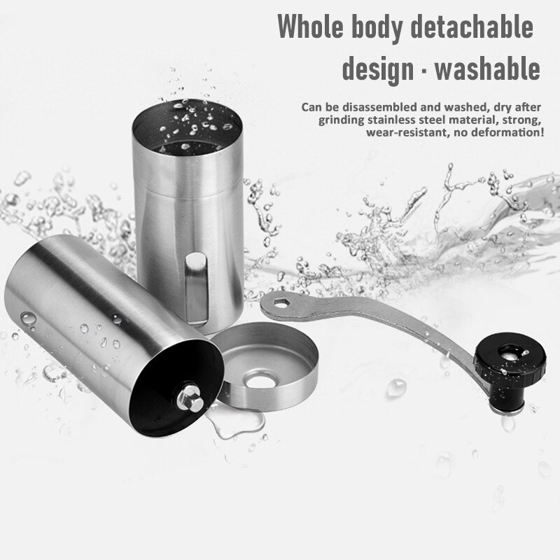 Silver Manual Coffee Grinder Mini Stainless Steel Handmade Coffee Bean Burr Grinder Tool Coffee Grinders Kitchen Coffee Tools