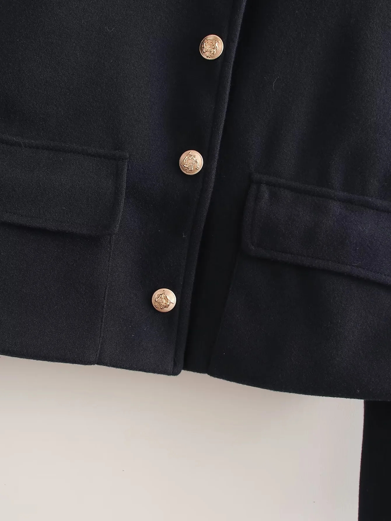 Kaopu Za Dames Korte Zachte Tweed Casual Jas Dames Mode Lente Revers Lange Mouw Zak Jas