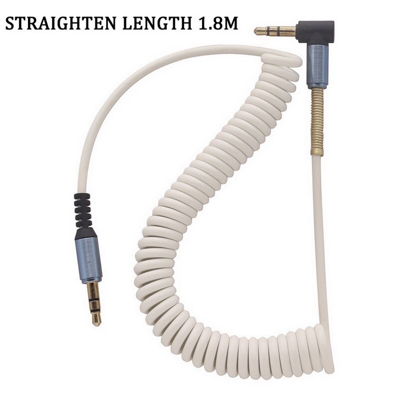 Elbow spring retractable 3.5mm audio cable aux audio speaker cable retractable cable car cable Extension Cable Retractable Cable: WhiteRetractableline