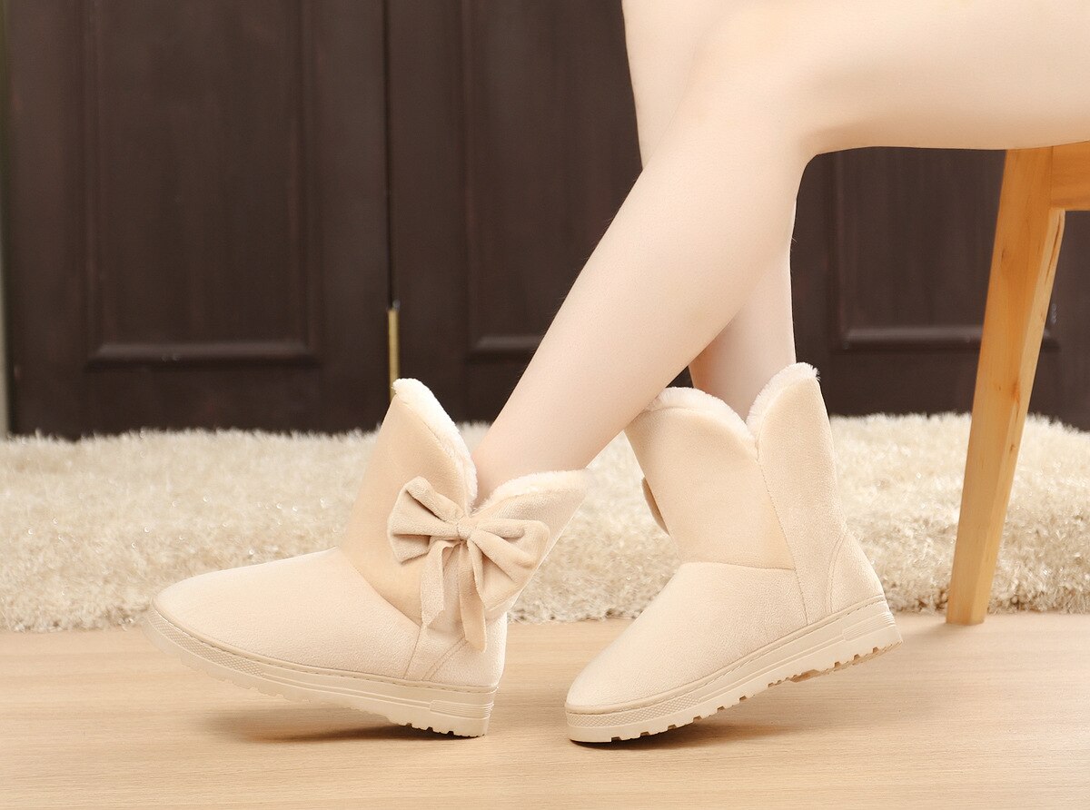 Kvinner snøstøvler varm vinter kvinner støvler søte bowtie varme damer snøstøvler kvinner vintersko yyj 92