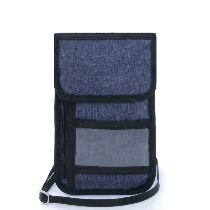 RFID Blocking Reizen Telefoon Neck Pouch Paspoorthouder Portemonnee Schouder Riem Messenger Bag Crossbody tassen 586: blue