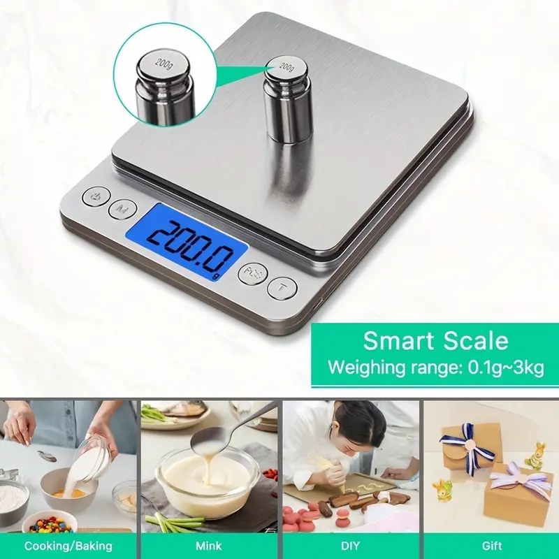 Balança digital de cozinha, 0.01g/0.1g, pequena balança de joias, balança de alimentos, peso digital, grama e oz, balança digital de grama com lcd/tara