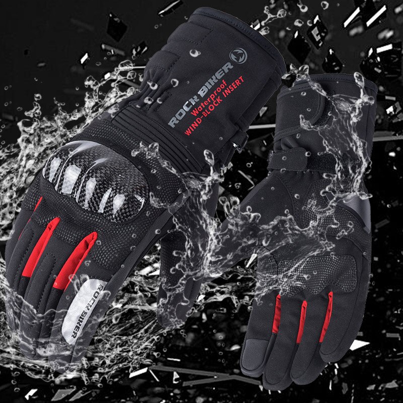 Rock BIKER Motorhandschoenen Mannen 100% Waterdicht Winddicht Winter Warm Handschoenen Touch Screen Guantes Motorrijden Handschoenen