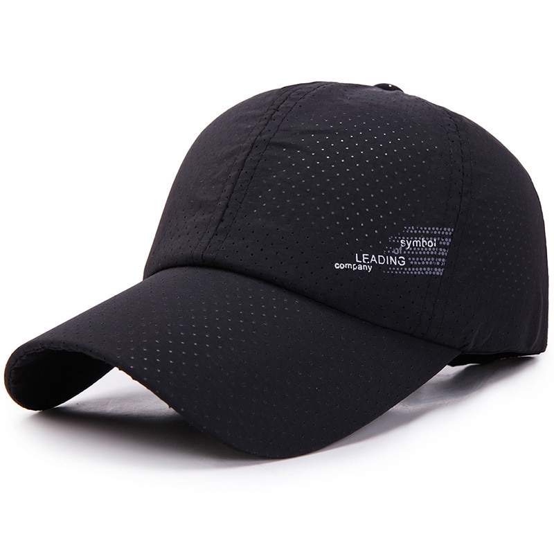 Baseball Cap Sneldrogend Hoeden Mannen Vrouwen Zomer Unisex Ademend Sport Pure Kleur Snapback Hoed Bone Baseball Hoed: Black