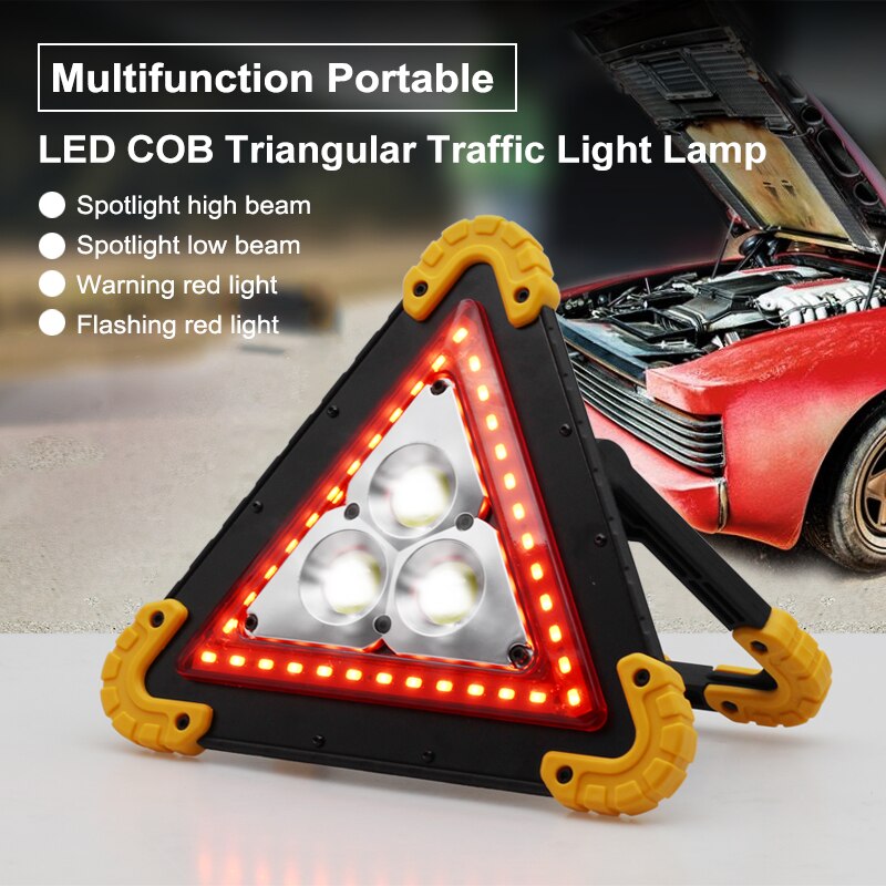 Bärbar nödlampa 30w cob led bil varningslampa utomhus camping lampa usb laddning batteri led spotlight.