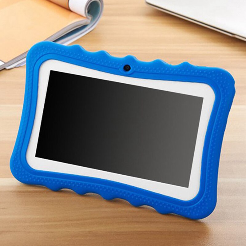 Tablet til børn , 7 tommer hd-skærm med børnesikret silikone etui (quad core 8gb wifi, bluetooth, kamera foran og bag) eu-stik