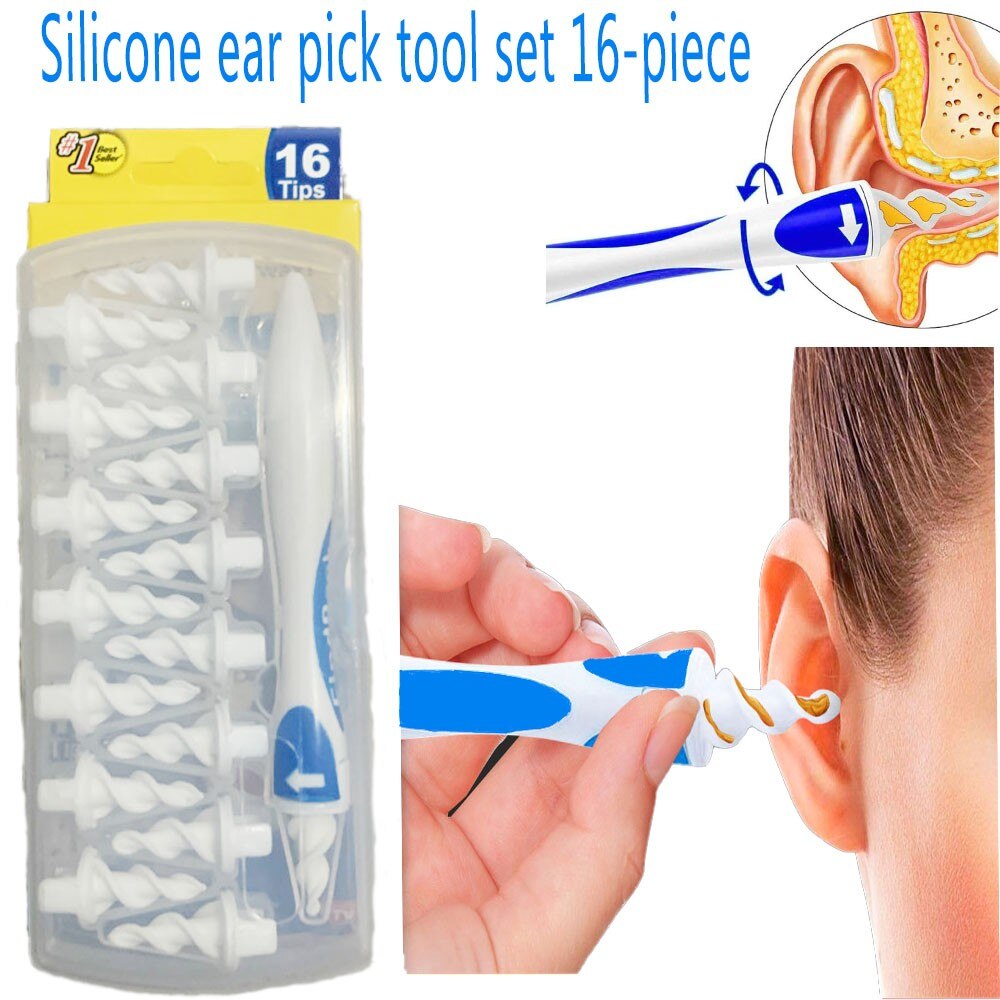 Oor Schoner 16 Vervanging Tips Earpick Ear Wax Remover Spiraal Oorsmeer Cleaner Gezondheid Ear Cleaner Gehoorapparaat Oor Zorg gereedschap