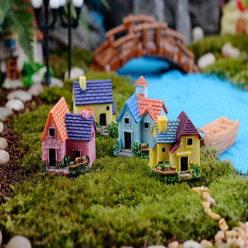 Mini House villa Woodland Fairy Figurines Castle DIY Fairy Garden Miniatures Castles Terrarium Figurines 1PCS