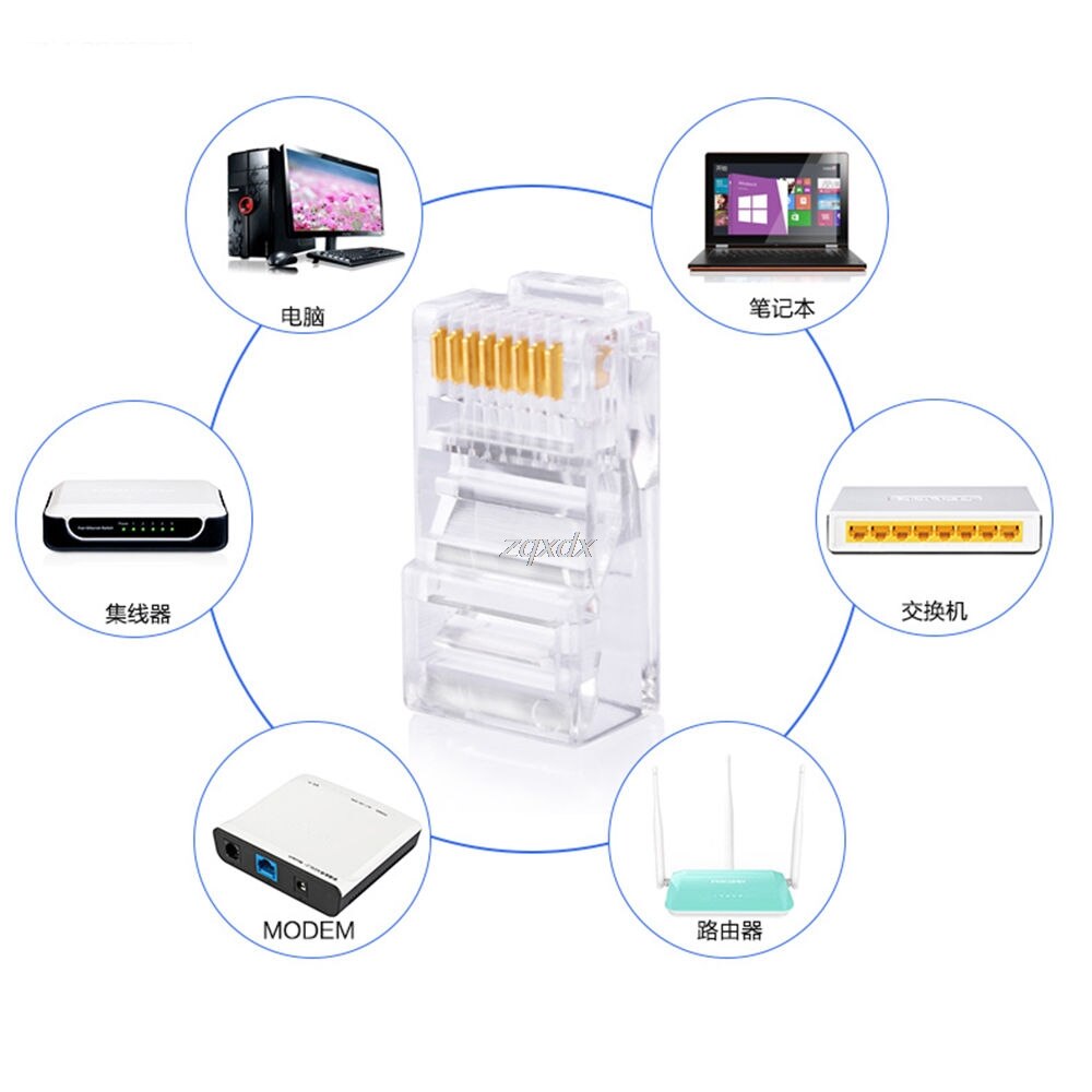 25 un plugue modular rede rj45 banhada a ouro tomada modular cat5 cat cat5e conector novo whosale e envio direto