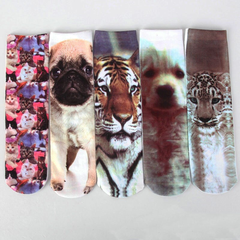 Unisex Cartoon Leopard Socks Cotton Blend Dog Cat Food Graphic Stockings Women Men Funny Cute Socks Casual Footwear