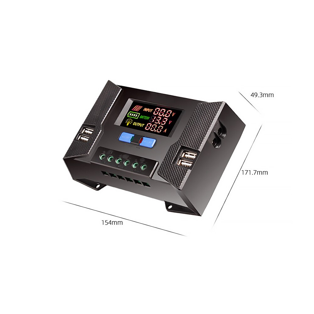 Controlador de carga Solar para sistema fotovoltaico, controlador Solar 30A de 12V/24V 50A 12V 24V 36V 48V, regulador automático de entrada PV de 100V