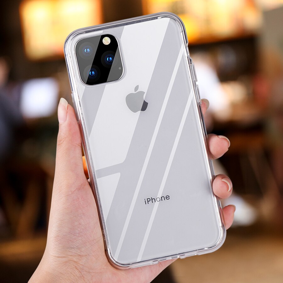 IQD Glas Case voor iphone 11 Pro Max Cover Transparant Beschermende voor iphone Xr Xs Max Telefoon Gevallen TPU Bumper glas Terug Clear