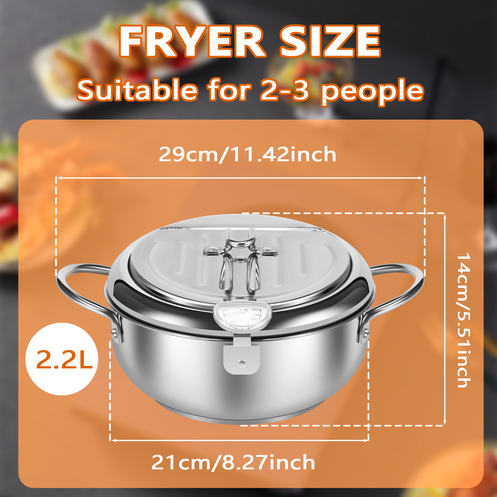 Deep Fryer Pot Stainless Steel Deep Frying Pot 3 Sizes Oil Deep Frying Oil Container With Strainer Basket And Thermometer