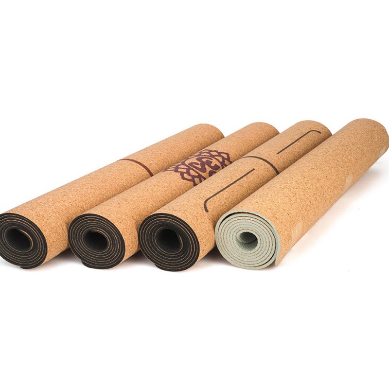 Almohadilla de corcho Natural de TPE para Yoga, esterilla antideslizante de doble capa para Pilates, gimnasio, deportes en casa, 183cm x 68cm x 5mm
