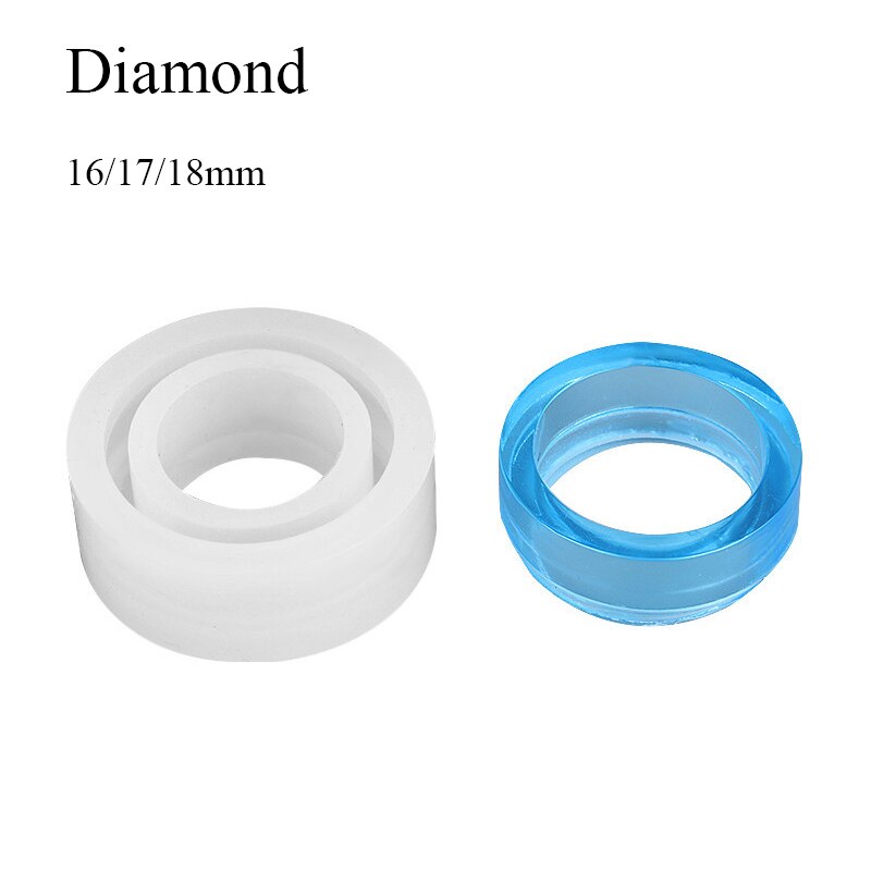 Kit de resina epoxi, moldes de silicona para anillo, gotero de 3 tamaños, joyería, anillos de 16/17/18mm, hechos a mano, accesorios, , 1 ud.: 18mm / Diamond