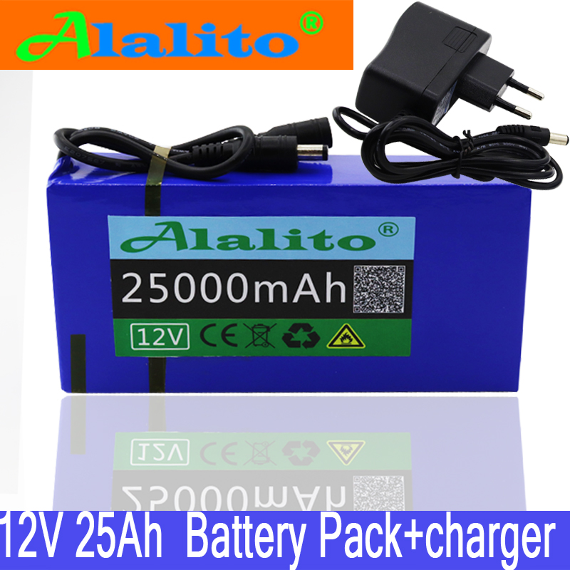 super oplaadbare draagbare 12v 25Ah lithium ion batterij DC 12.6V 25000mAh batterij met ONS EU plug