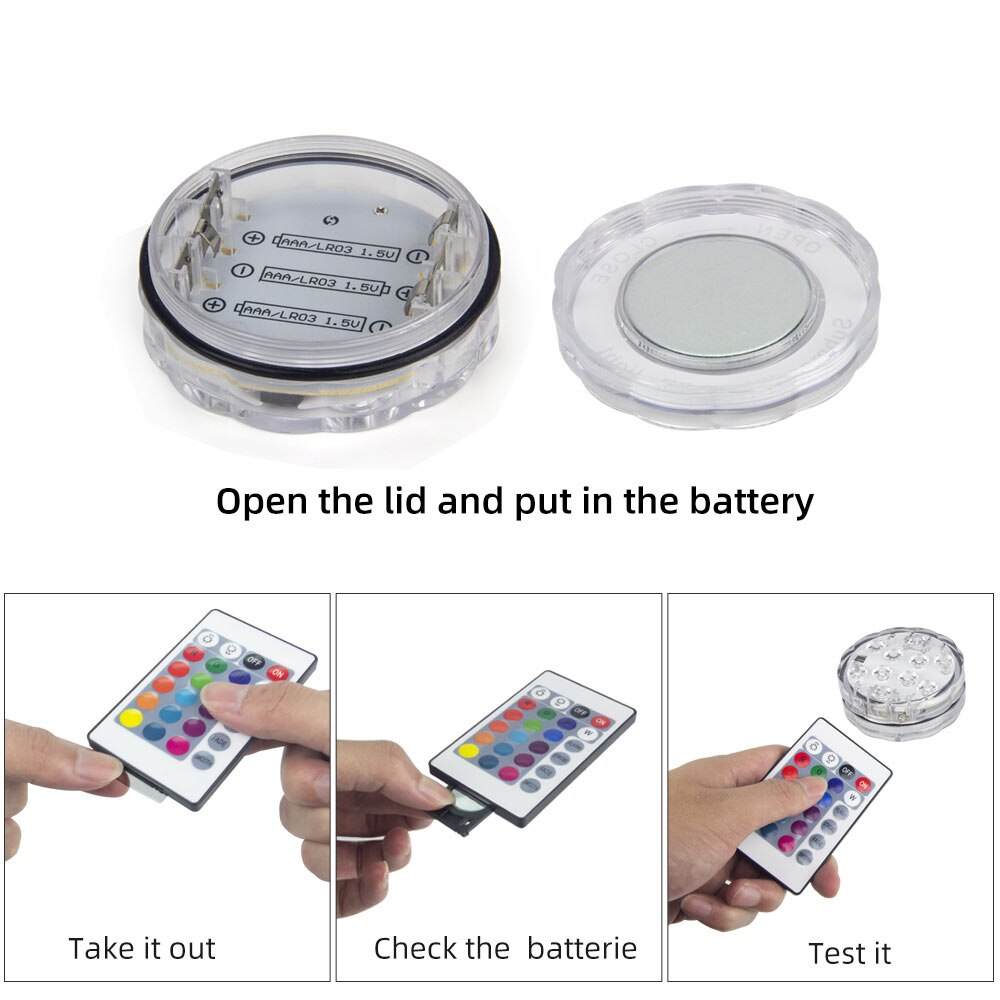 10 LED Remote Controlled RGB Submersible Light Battery Operated Underwater Night Lamp Outdoor Vase Bowl Garden Party Decoration