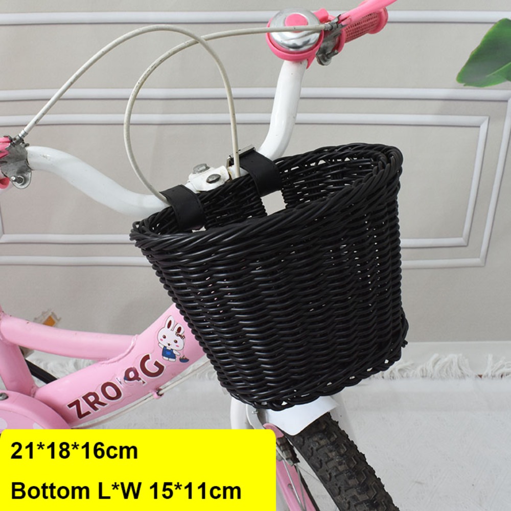 Cesta de bicicleta de mimbre de para niños con cinturón, bolsa de almacenamiento de bicicleta de 10 estilos, cesta para manillar delantero, accesorios para bicicleta: Verde