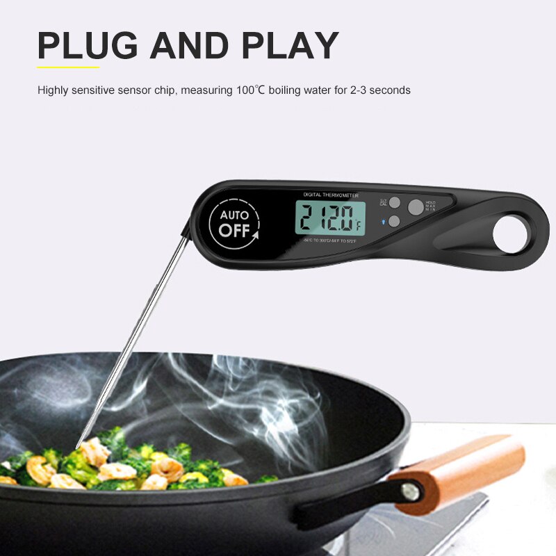 Folding Digital Kitchen Food Thermometer Meat Water Milk Cooking Probe BBQ Electronic Oven Thermometer Waterproof Tools