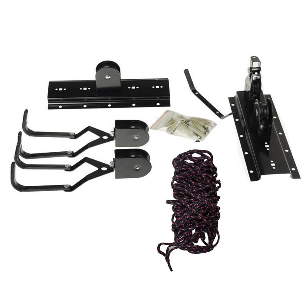 #40 Ceiling Lift Cargo Racks Bicycle Bike Storage Garage Hanger Mounted Hoist Pulley Rack Pulley Hanging Metal Lift Assemblies: Default Title