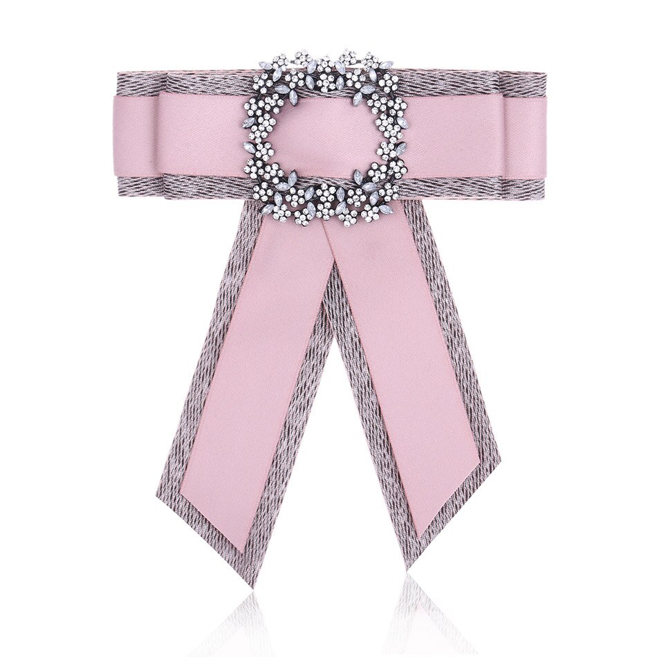 Match-Right Woman & Man Brooches Long Ribbon Big Stripe Bowknot Shirt's Bow Tie Pins Collar Accessories Brooch Jewelry SP272: PINK