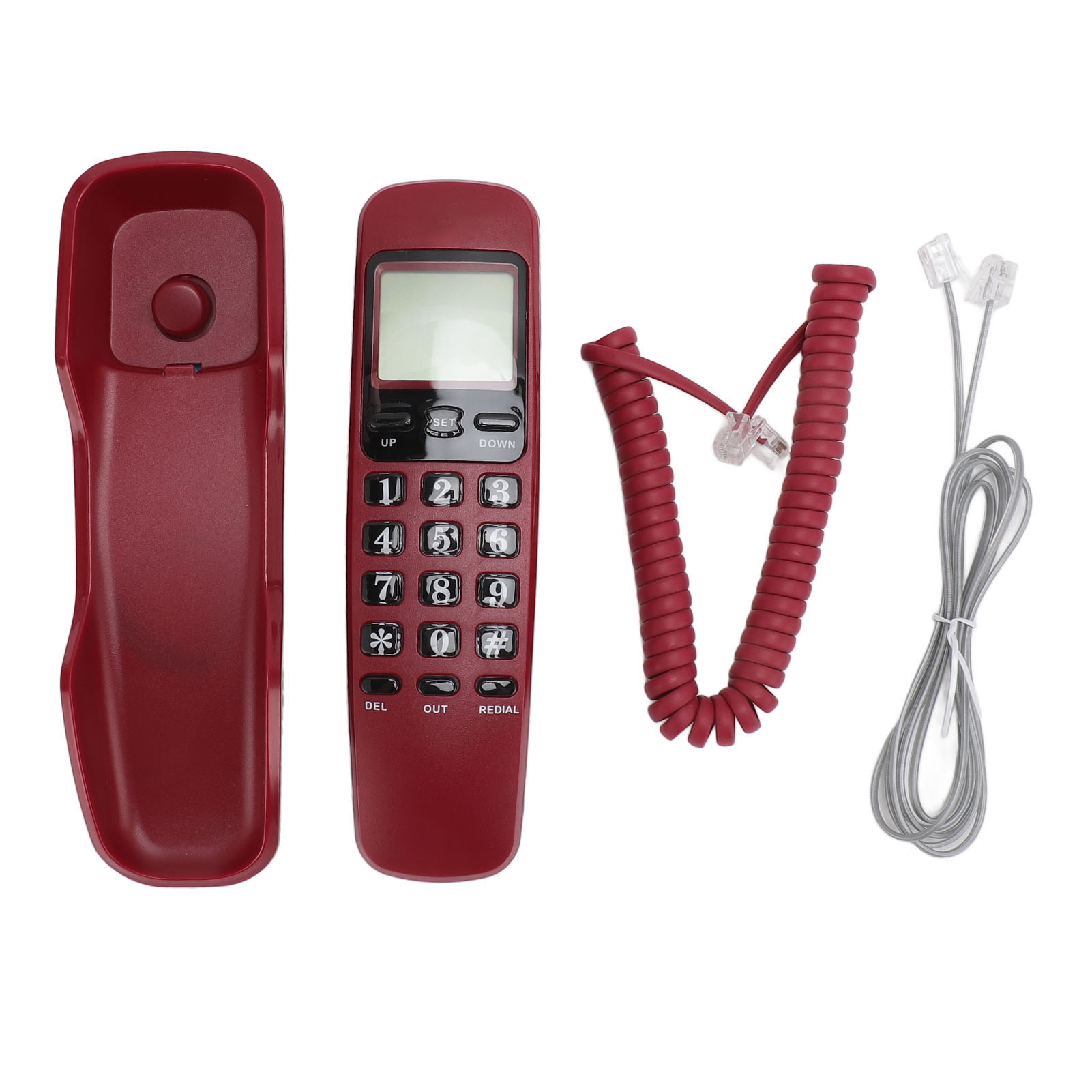 Väggmonterad Telefon med Nummerpresentation - Fast Telefon för Hem, Hotell och Kontor - Röd