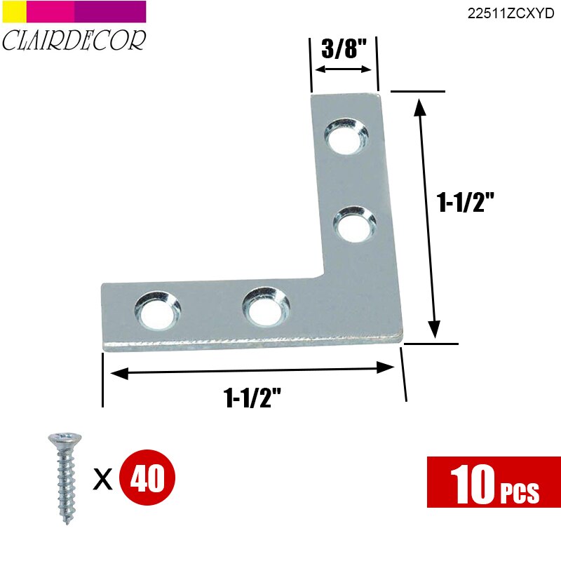 Platte Hoek Rechts 90 Graden Hoek Beugel Reparatie Plaat Bevestiging Brace: 1.5 inch