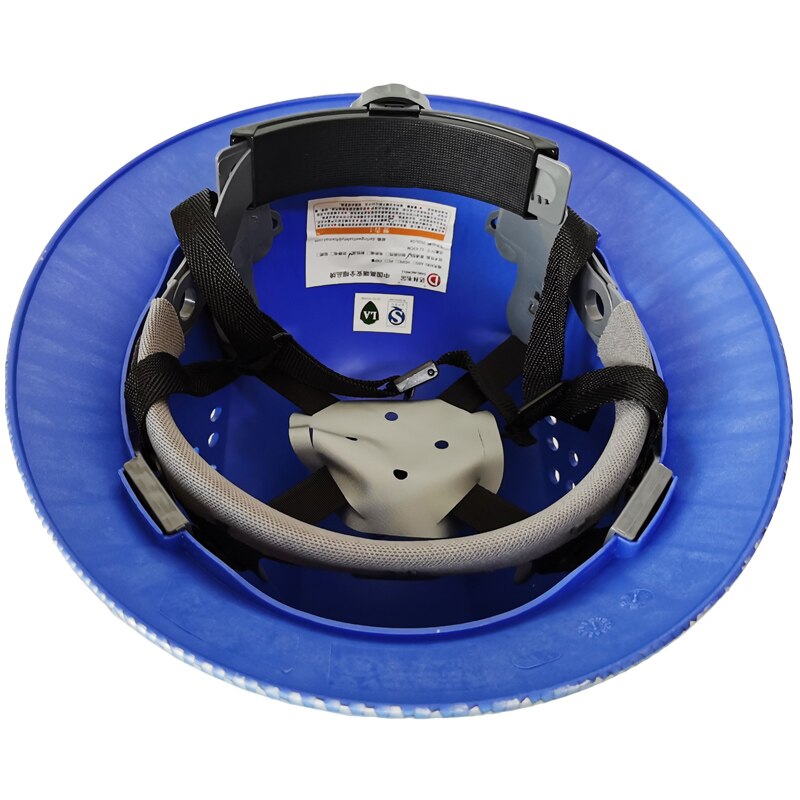 DARLINGWELL Full Brim Hard Hat FRP Safety Helmet Vents Blue Carbon Fiber Pattern Work Construction Hat Railway Metallurgy Mine