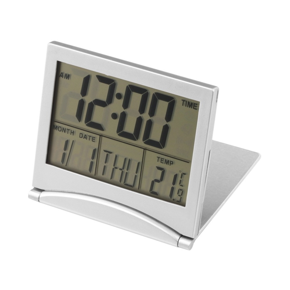 1pcs Calendar Alarm Clock Display Date Time Temperature Flexible Mini Desk Digital LCD Thermometer Cover Search Desk Clock