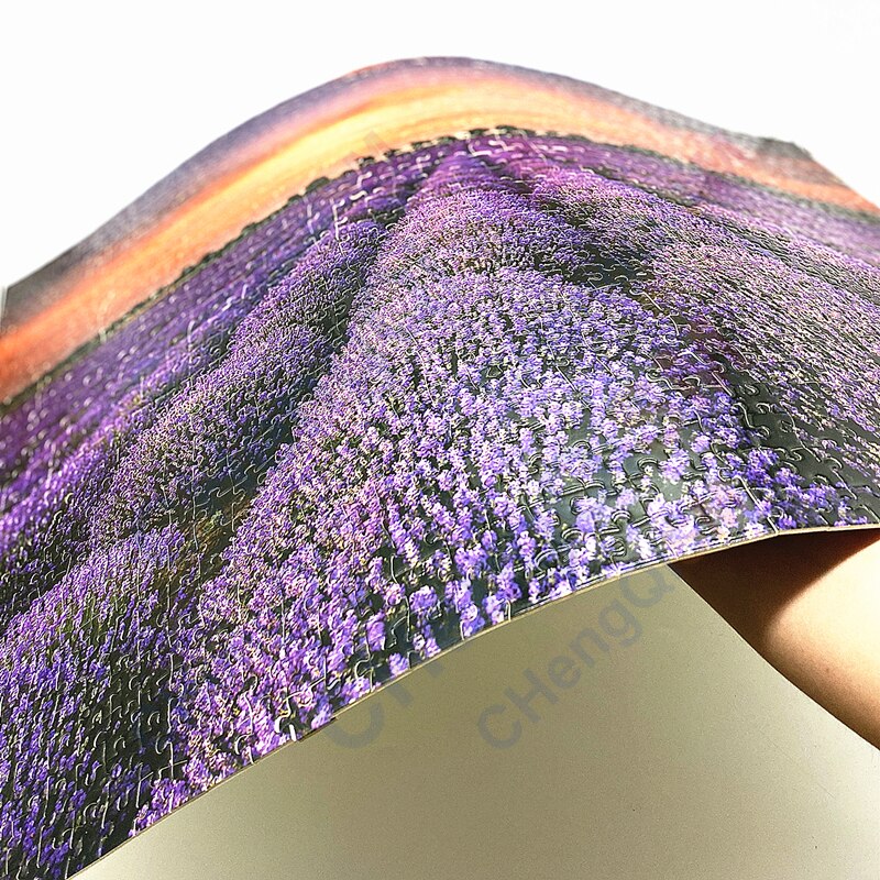 Pussel 1000 bitar papper utbildning leksaker-unika frankrike provence lavendelfält sommar solnedgång landskap