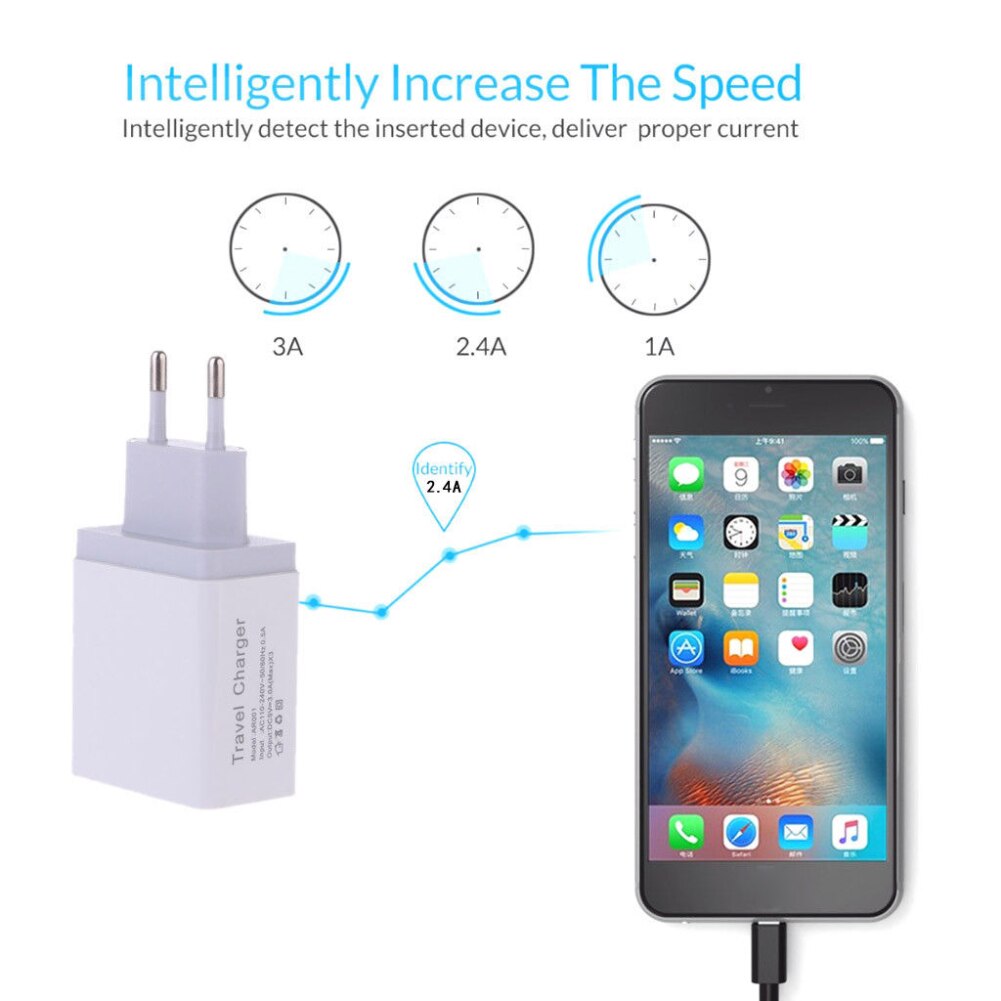 1/2/3 usb port 5v/4a vægoplader til hjemmerejser mobiltelefon ac strømadapter