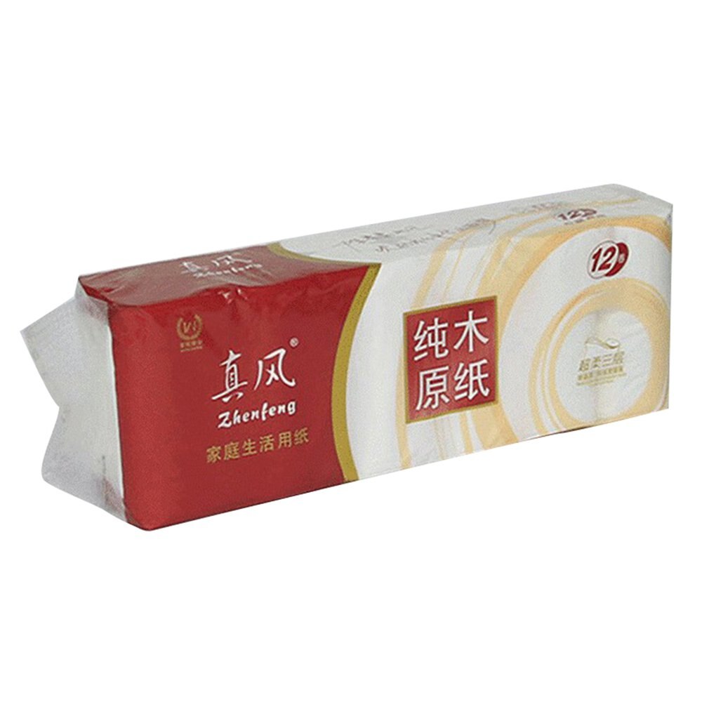 Household paper roll Original wood pulp fine and soft without fluorescent agent stronger water absorption 12 rolls