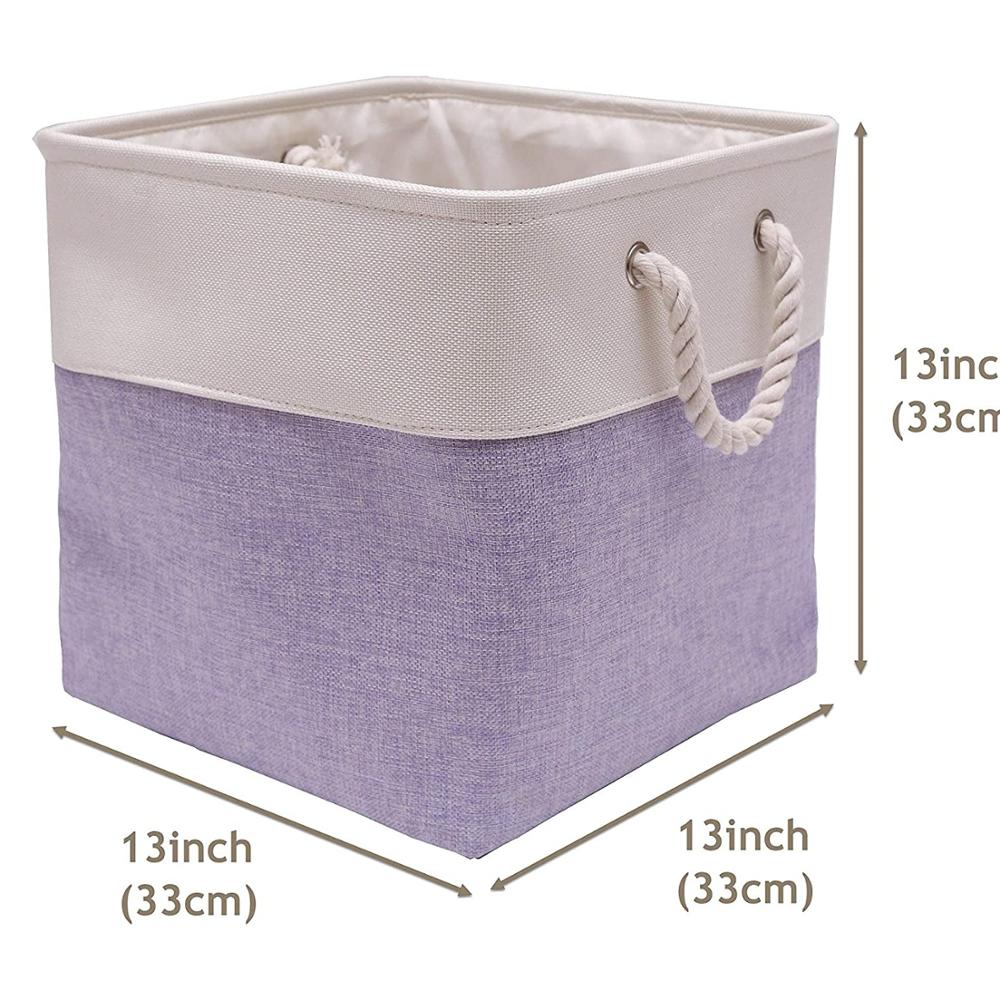 13 tommer linned stof opbevaring kurv børn legetøj arrangører colthes storag kasse hjem vasketøjskurv 8 farve: Violet