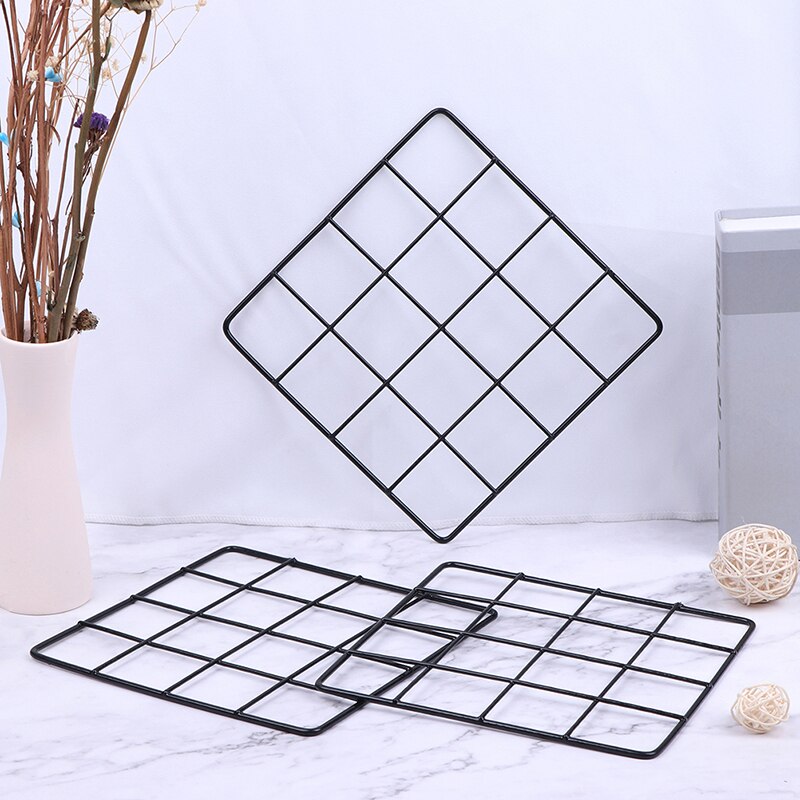 20/35cm Wall Art Display Mesh Storage Shelf Metal Grid Photo Frame Organizer Rack Holder Home Decoration