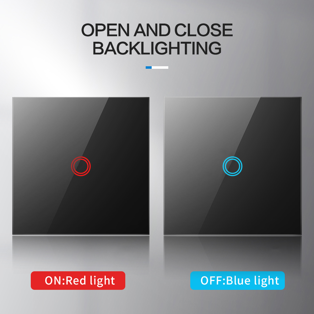 AXUS Touch Switch EU Light Sensor Switches Crystal Glass LED Button Panel Power AC100-240V 1/2/3 Gang Wall Lamp Interruttore