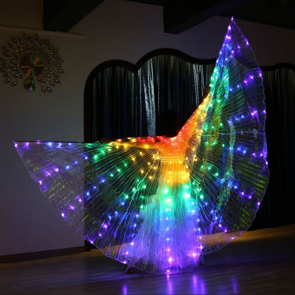 Capa de Hada LED, disfraz de luz, alas brillantes de mariposa, luces de baile para puesta en escena, celebración de , decoración de espectáculo de boda: Multicolor / 21-30 W