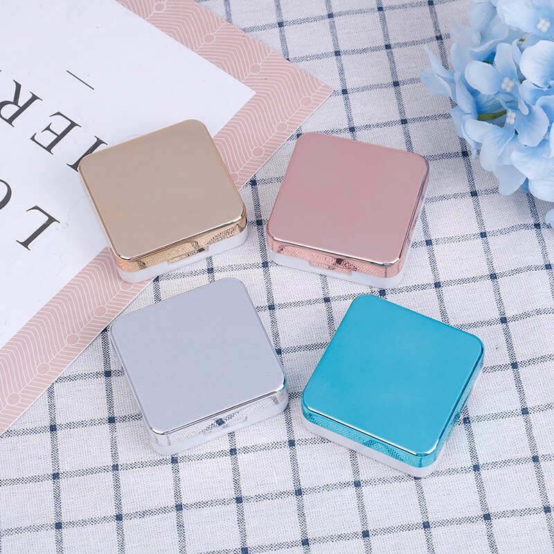 Preciosa caja de Kit de viaje para mujer, estuche para lentillas de colores, Estuche para gafas de contacto de colores con espejo, contenedor para lentes de contacto de ojos