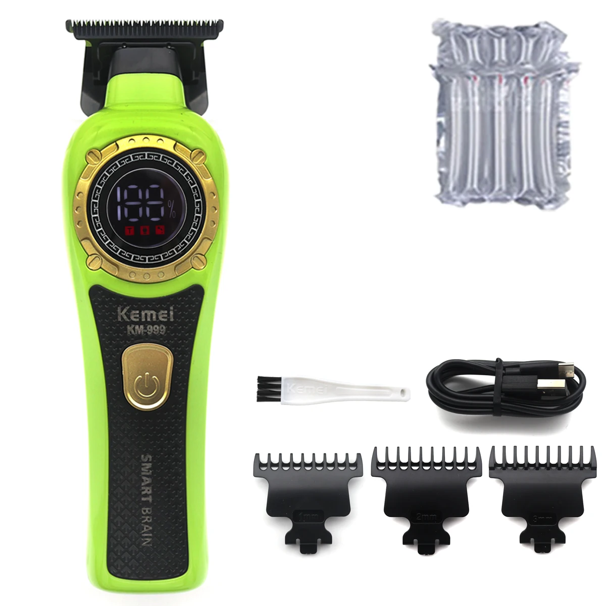 Kemei KM-999 Professionele Kapsalon Elektrische Tondeuse Olie Hoofd Push LCD Digitale Display Tondeuse Heren Kapper Machine: GRIJS