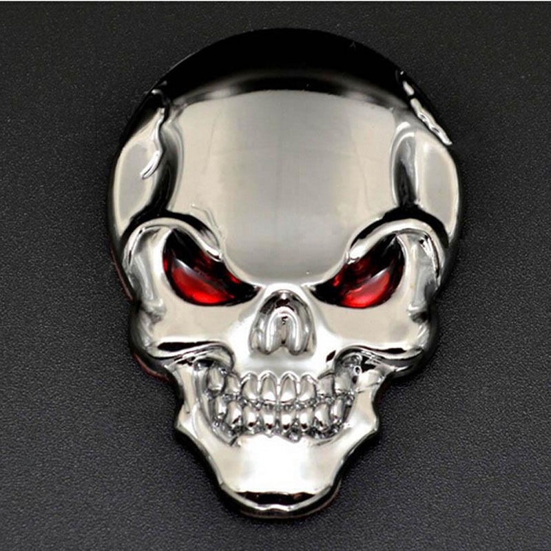 Skull Bone Auto Motorfiets Auto Chroom Zilver 3D Metalen Embleem Badge Decal Sticker