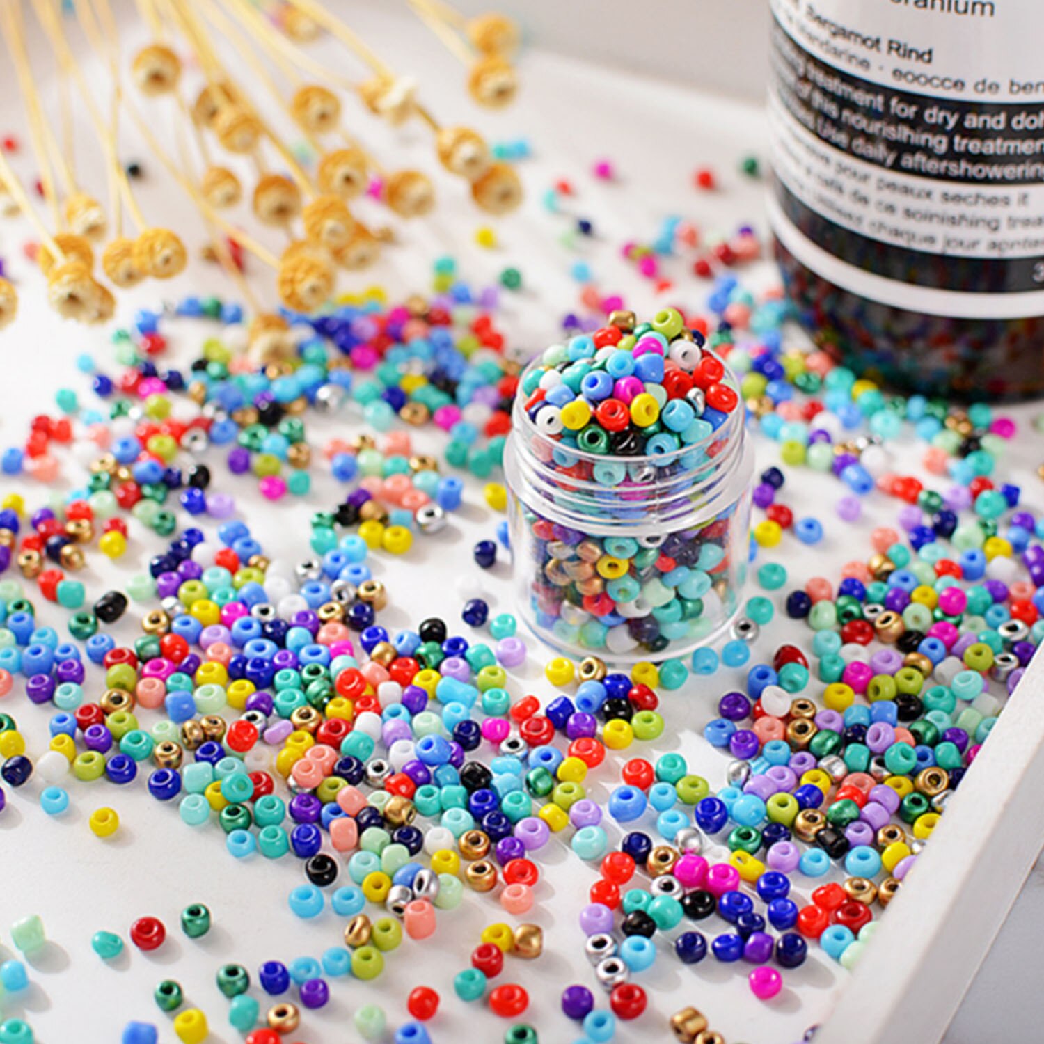 4923PCS DIY Glass Beads Kit Jewelry Making Toy Set with Lobster Clasps Rings Scissors Elastic Cord Copper Wire for Kids Girls