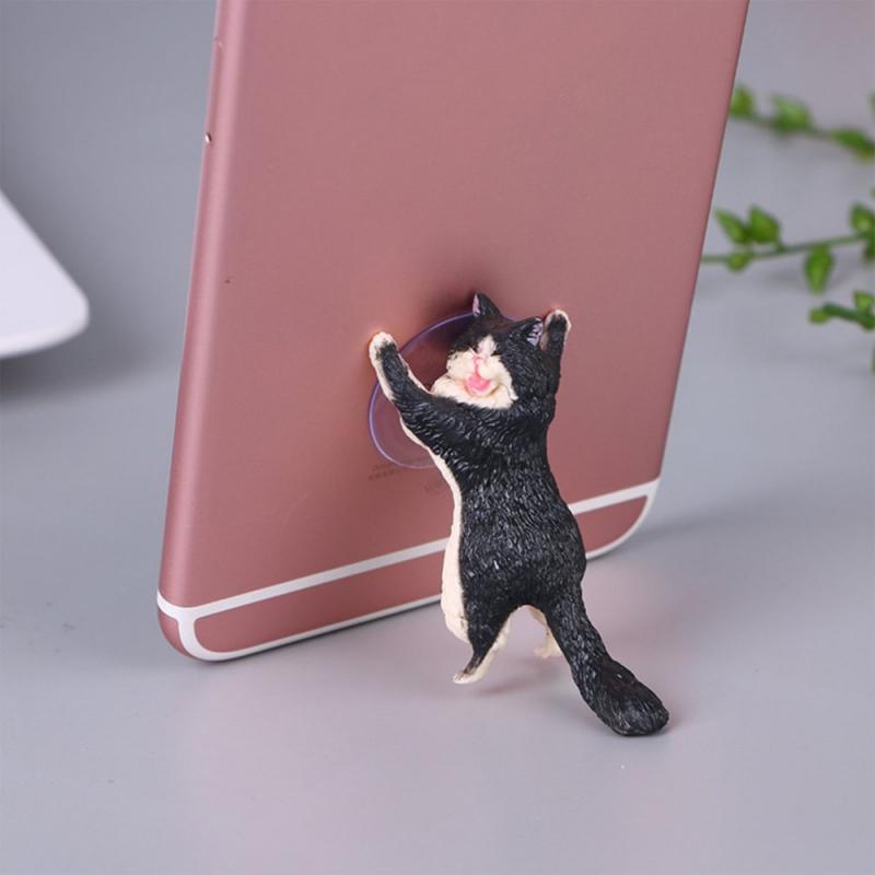 Cute Cat Phone Holder Support Resin Mobile Phone Holder Stand Sucker Tablets Desk Sucker Smartphone Holder