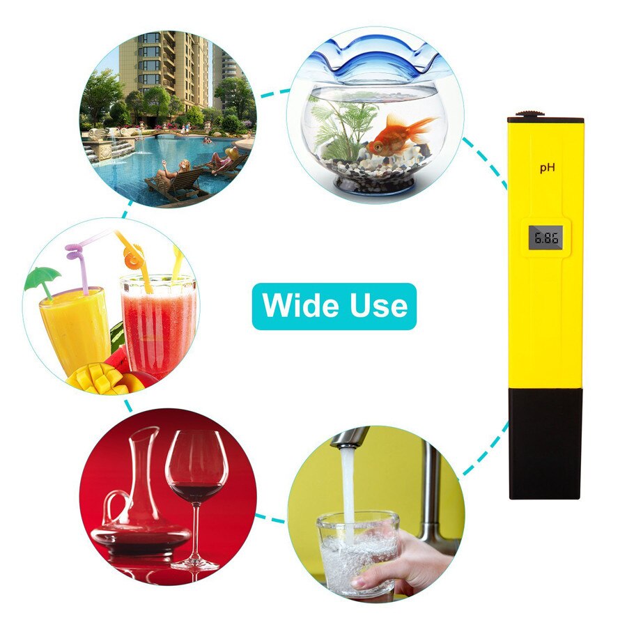PH Meter Digital PH Tester Pen 0-14 PH PH Cheker 0.01 High Accuracy for Household Drinking Pool and Aquarium