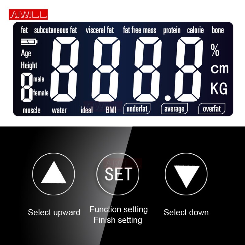 AIWILL Bathroom Scales LED Screen Body Grease Electronic Weight Scale Body Composition Analysis Health Scale Smart Home