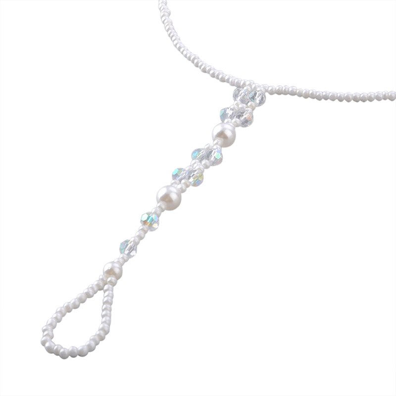 Tobillera de perlas de imitación para mujer, sandalia descalza, tobillera con cadena para el pie, Anillo para el dedo del pie, pulsera para el tobillo de playa, estilo único
