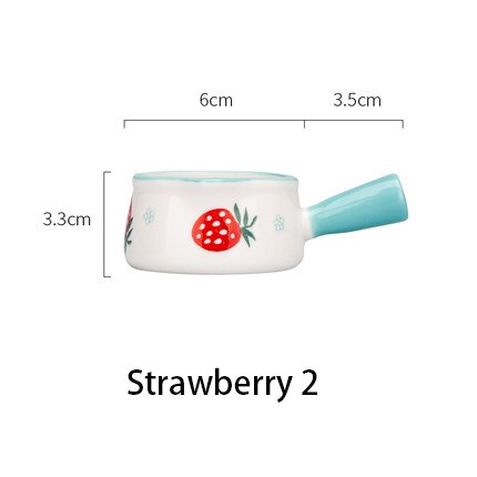 Mdzfsweethome Keramische Mini Pan Melk Pot Melk Cup Met Handvat Koffie Suiker Kommen Aardbei Bloemen Patroon Keuken Kookgerei: Strawberry2