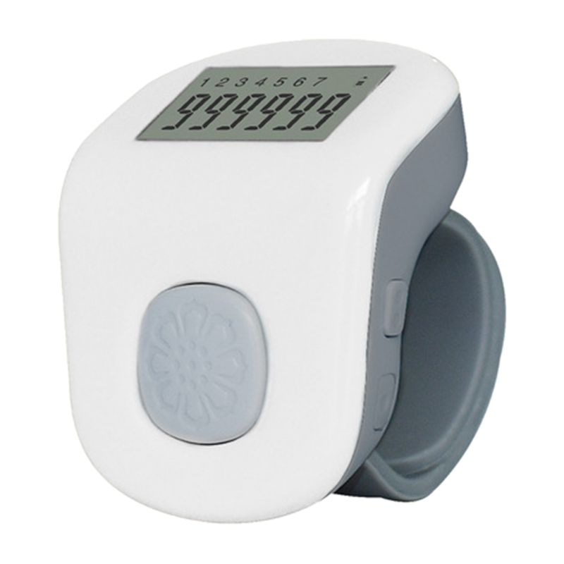Oplaadbare 7-Kanaals 6-Digit Hand Vinger Gebed Teller Elektronische Lcd Siliconen Tally Tellers: WHITE
