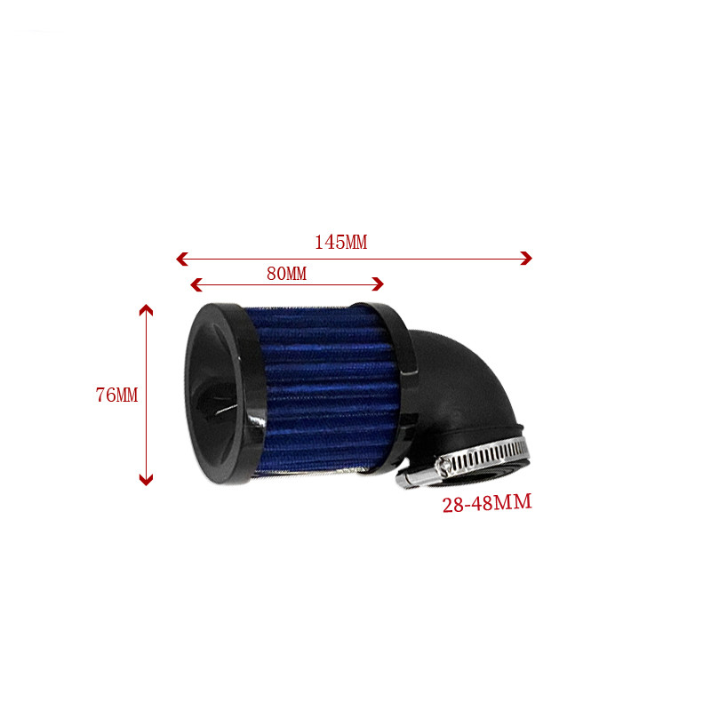 28–48 mm Universal--Motorrad 90 ° Biege Luft Aufnahme Filter Reiniger Schmutz Fahrrad BobberChopper Cafe Rennfahrer alt Schule