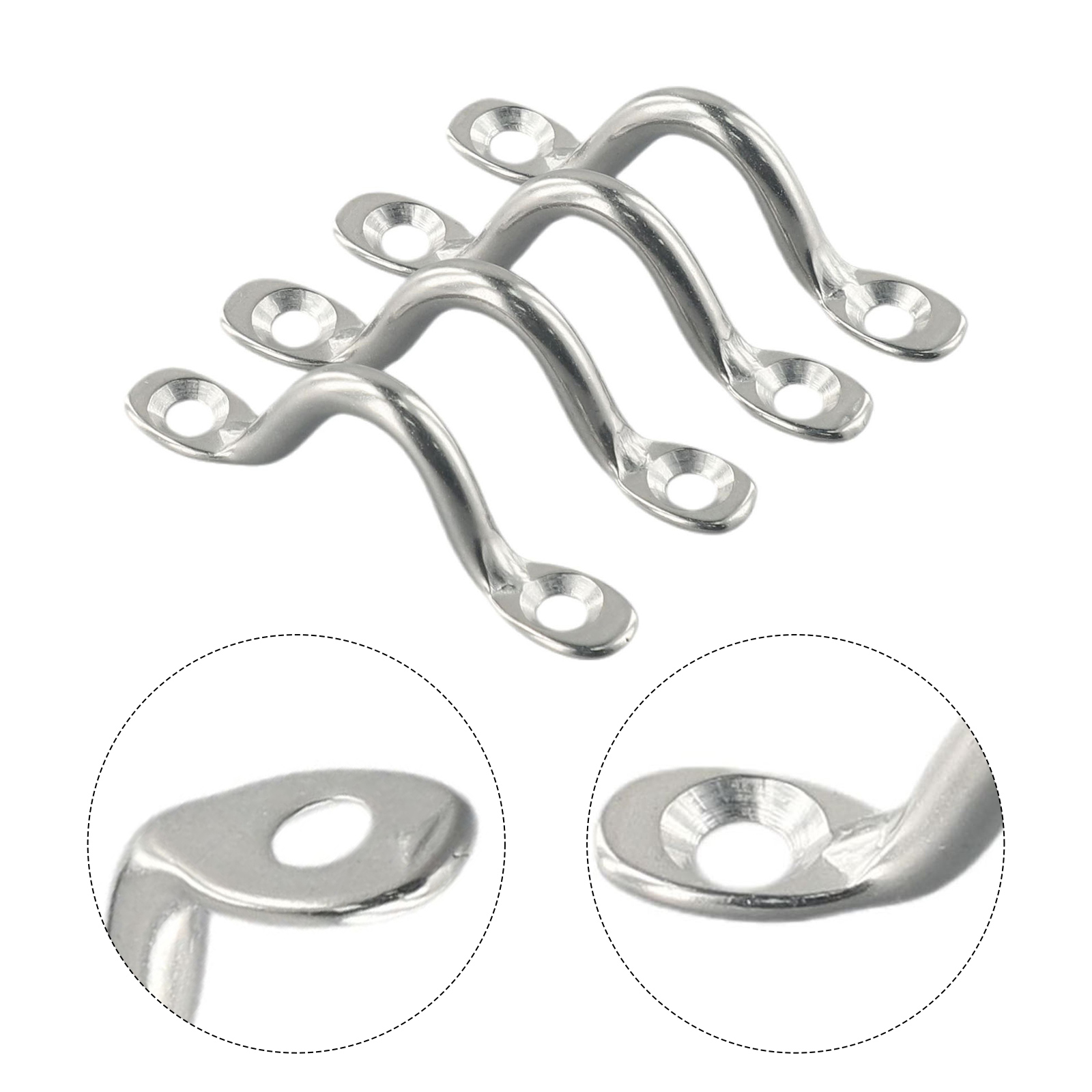 4Pcs Handle 5mm Stainless Steel Wire Eye Straps Boat Marine Tie Down Fender Hook Canopy Engines Accessories Stainless-Steel