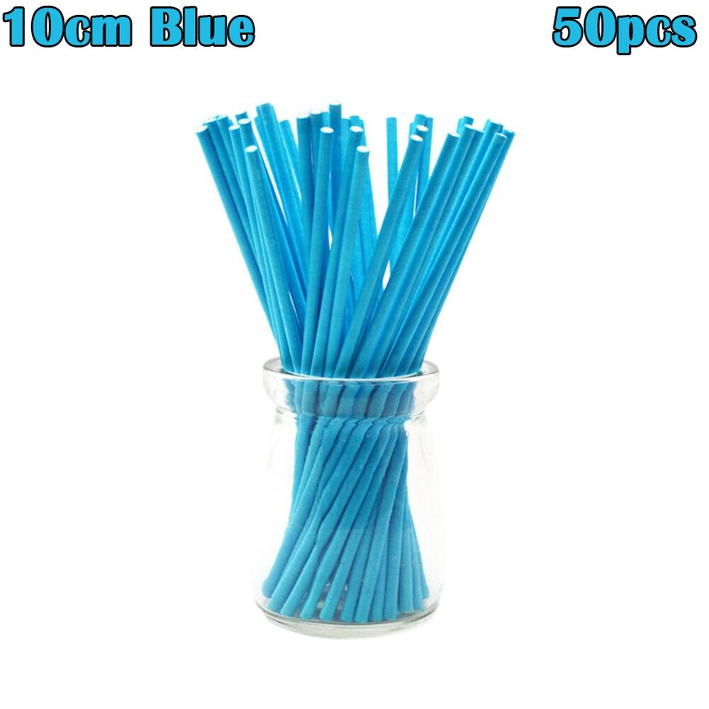 Bâtons couleur bonbon, bricolage, sucre artisanal, ventouses, papier solide, ventouse, 50 pièces/lot, 4 "/6": Blue  10cm