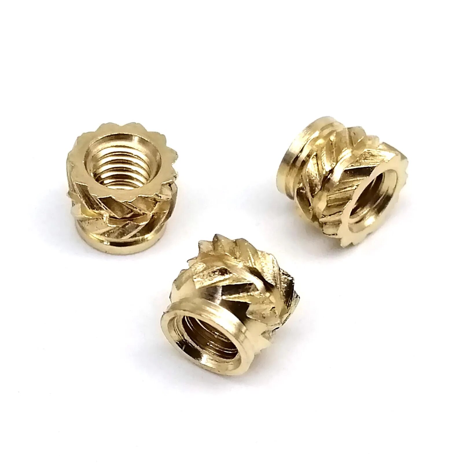 50/100pcs M1.6 M2 M2.5 M3 M4 Solid Brass Copper Embed Insert Nut for Melt Heat Injection Molding Double Twill Knurled Thread
